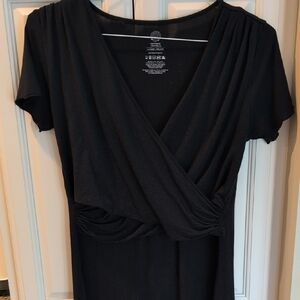 Black Short Sleeve Wrap Dress